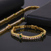 Wholesale Jewelry Hip Hop Style Fourleaf Clover Copper Zirconia Tennis Chain Necklace And Bracelet