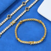 Wholesale Jewelry Hip Hop Style Fourleaf Clover Copper Zirconia Tennis Chain Necklace And Bracelet