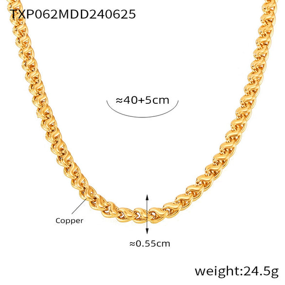 Wholesale Jewelry Hip Hop Style Geometric Copper 316L Stainless Steel Electroplated Chain Design Niche Unisex