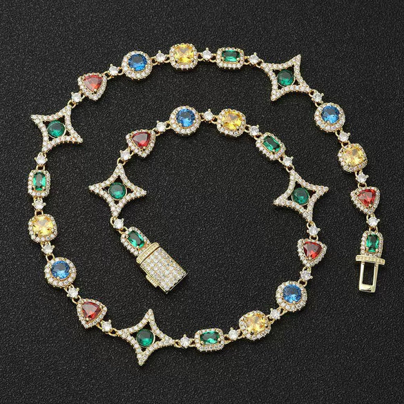 Wholesale Jewelry Hip Hop Style Geometric Copper Zirconia Chain Necklace