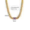 Wholesale Jewelry Hip Hop Style Stainless Steel Cuban Chain Rectangular Zircon Electroplated Geometric Clavicle Necklace For Women