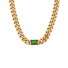 Wholesale Jewelry Hip Hop Style Stainless Steel Cuban Chain Rectangular Zircon Electroplated Geometric Clavicle Necklace For Women