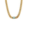 Wholesale Jewelry Hip Hop Style Stainless Steel Cuban Chain Rectangular Zircon Electroplated Geometric Clavicle Necklace For Women