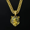 Wholesale Jewelry Hip Hop Style Zinc Alloy Lion Head Pendant Necklace With Full Diamond Design