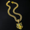 Wholesale Jewelry Hip Hop Style Zinc Alloy Lion Head Pendant Necklace With Full Diamond Design