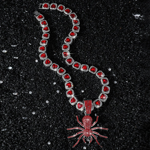Wholesale Jewelry Hip Hop Style Zinc Alloy Spider Pendant Cuban Chain Necklace
