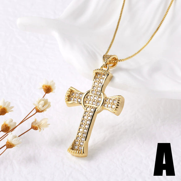 Wholesale Jewelry Hiphop Geometric Copper Goldplated Pendant Necklace