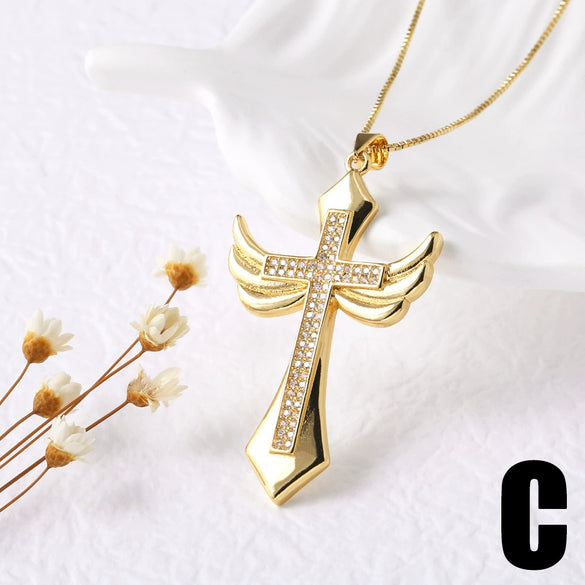 Wholesale Jewelry Hiphop Geometric Copper Goldplated Pendant Necklace