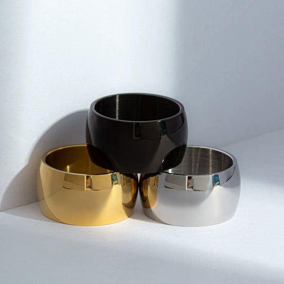 Wholesale Jewelry Hiphop Punk Style Titanium Steel Geometric Ring Electroplated