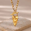 Wholesale Jewelry Hiphop Retro Fashion Heartshaped Stainless Steel 18K Electroplated Clavicle Chain Pendant