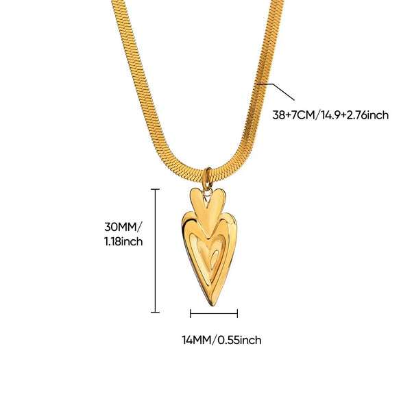 Wholesale Jewelry Hiphop Retro Fashion Heartshaped Stainless Steel 18K Electroplated Clavicle Chain Pendant