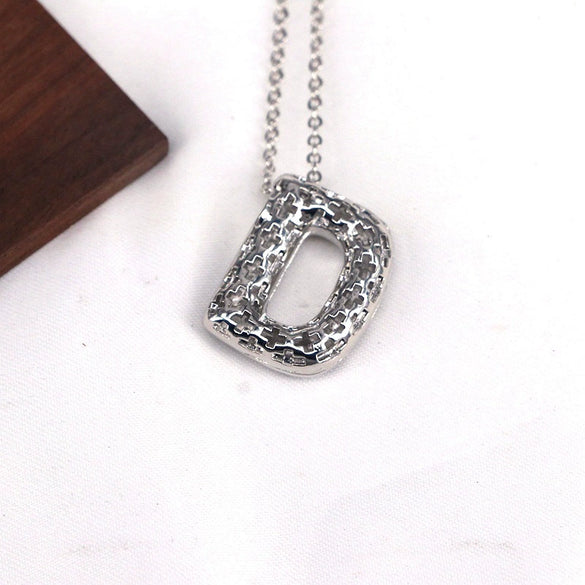Wholesale Jewelry Hiphop Style Copper Alloy Cross Pendant Water Wave Chain Necklace With Letter Pattern And Electroplating Process