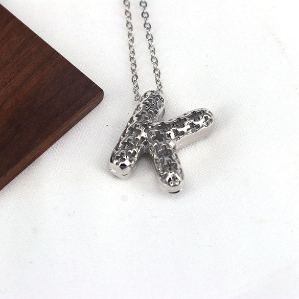 Wholesale Jewelry Hiphop Style Copper Alloy Cross Pendant Water Wave Chain Necklace With Letter Pattern And Electroplating Process