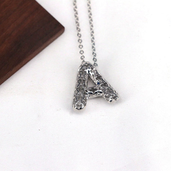 Wholesale Jewelry Hiphop Style Copper Alloy Cross Pendant Water Wave Chain Necklace With Letter Pattern And Electroplating Process