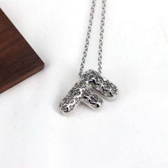 Wholesale Jewelry Hiphop Style Copper Alloy Cross Pendant Water Wave Chain Necklace With Letter Pattern And Electroplating Process
