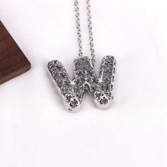 Wholesale Jewelry Hiphop Style Copper Alloy Cross Pendant Water Wave Chain Necklace With Letter Pattern And Electroplating Process