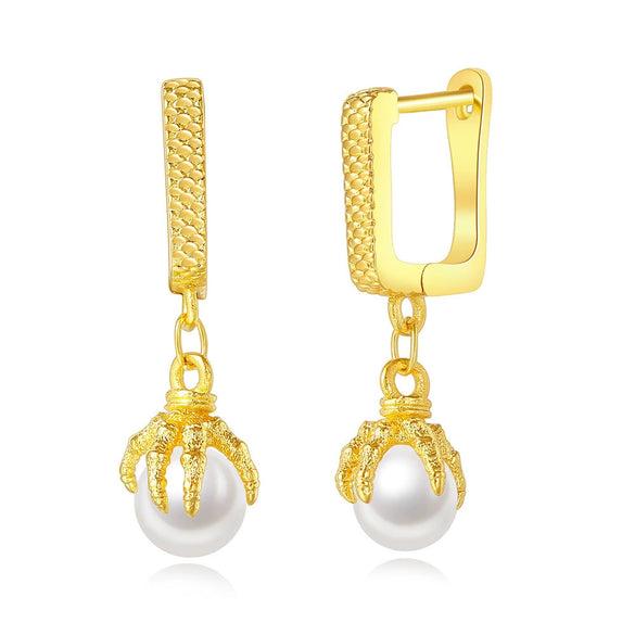 Wholesale Jewelry Hiphop Style Copper Dragon Claw Geometric Goldplated Earrings For Men