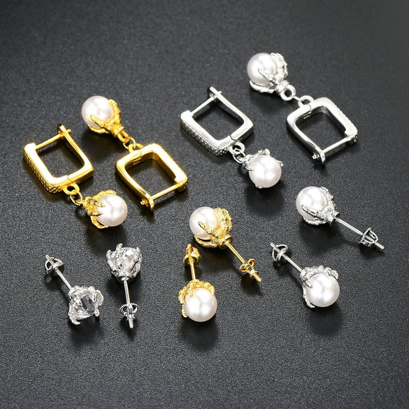 Wholesale Jewelry Hiphop Style Copper Dragon Claw Geometric Goldplated Earrings For Men