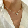 Wholesale Jewelry Hiphop Style Copper Snake Bone Chain Geometric Vshaped Necklace Earrings Electroplated