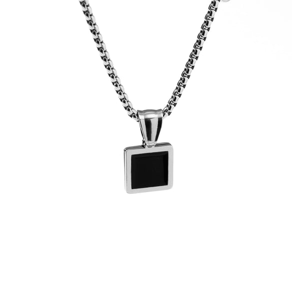 Wholesale Jewelry Hiphop Style Geometric Alloy Pendant Doublelayer Square Pearl Chain Necklace Electroplated