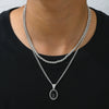 Wholesale Jewelry Hiphop Style Geometric Alloy Pendant Doublelayer Square Pearl Chain Necklace Electroplated