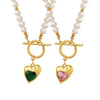 Wholesale Jewelry Hiphop Style Heart Zircon Pendant 316L Stainless Steel Electroplated On Natural Freshwater Pearl Chain For Women