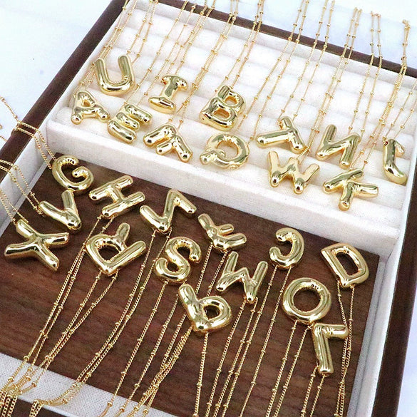 Wholesale Jewelry Hiphop Style Letter Copper And Alloy Pendant Necklace With Snake Bone Chain Electroplating