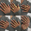 Wholesale Jewelry Hiphop Style Zinc Alloy Geometric Irregular Joint Ring Set For Women With Electroplating