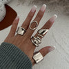 Wholesale Jewelry Hiphop Style Zinc Alloy Geometric Irregular Joint Ring Set For Women With Electroplating