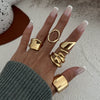 Wholesale Jewelry Hiphop Style Zinc Alloy Geometric Irregular Joint Ring Set For Women With Electroplating