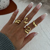 Wholesale Jewelry Hiphop Style Zinc Alloy Geometric Irregular Joint Ring Set For Women With Electroplating