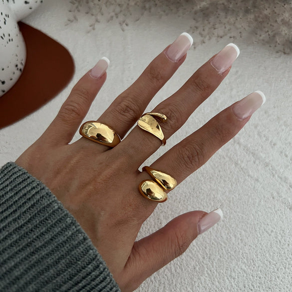 Wholesale Jewelry Hiphop Style Zinc Alloy Geometric Irregular Joint Ring Set For Women With Electroplating