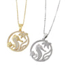 Wholesale Jewelry Hollow Round Ocean Series Copper Animal Zodiac Geometric Electroplated Pendant Necklace With O Word Chain