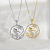 Wholesale Jewelry Hollow Round Ocean Series Copper Animal Zodiac Geometric Electroplated Pendant Necklace With O Word Chain