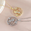Wholesale Jewelry Hollow Round Ocean Series Copper Animal Zodiac Geometric Electroplated Pendant Necklace With O Word Chain
