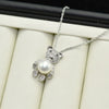 Wholesale Jewelry Hug Bear Pendant Necklace 925 Silver Copper Plated Real Gold With Freshwater Pearl Inlay