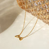 Wholesale Jewelry IG Style Bow Knot 304 Stainless Steel 18K Gold Plated Plating Pendant Necklace