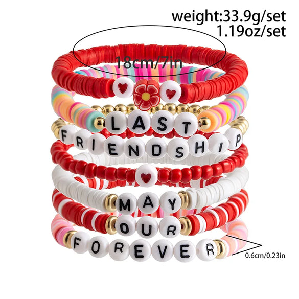 Wholesale Jewelry IG Style Casual Letter Heart Shape Strawberry CCB Soft Clay Beaded Knitting Bracelets
