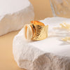 Wholesale Jewelry IG Style Casual Shell 304 Stainless Steel Shell 14K Gold Plated Inlay Open Rings