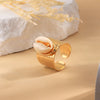 Wholesale Jewelry IG Style Casual Shell 304 Stainless Steel Shell 14K Gold Plated Inlay Open Rings