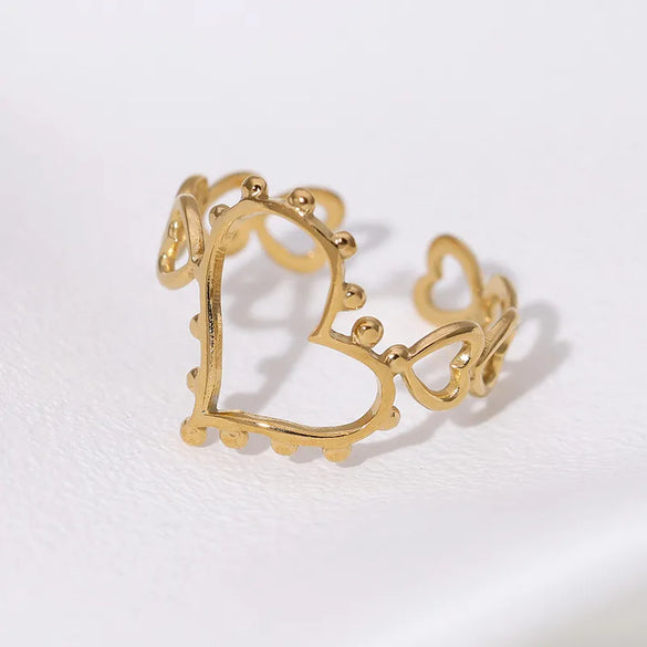 Wholesale Jewelry IG Style Casual Simple Style Heart Shape 304 Stainless Steel 18K Gold Plated Open Rings