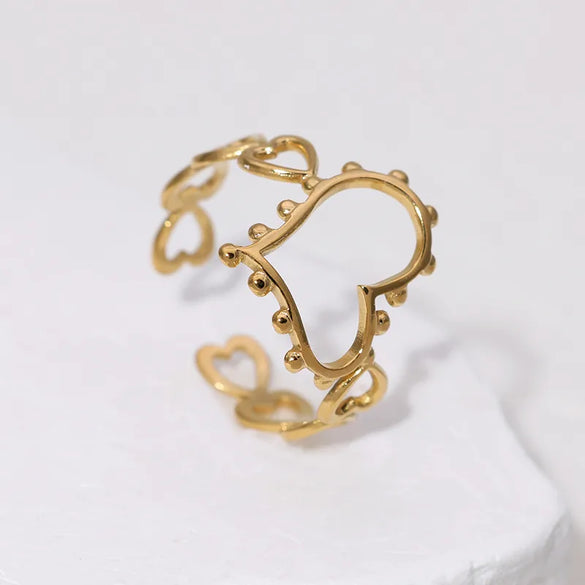 Wholesale Jewelry IG Style Casual Simple Style Heart Shape 304 Stainless Steel 18K Gold Plated Open Rings