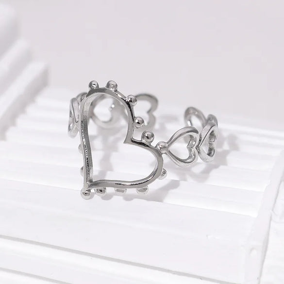 Wholesale Jewelry IG Style Casual Simple Style Heart Shape 304 Stainless Steel 18K Gold Plated Open Rings