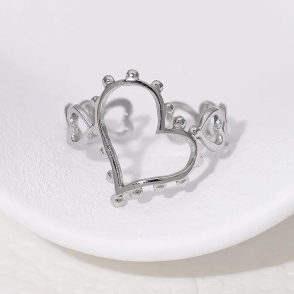 Wholesale Jewelry IG Style Casual Simple Style Heart Shape 304 Stainless Steel 18K Gold Plated Open Rings