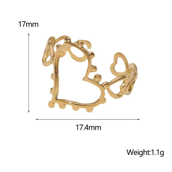 Wholesale Jewelry IG Style Casual Simple Style Heart Shape 304 Stainless Steel 18K Gold Plated Open Rings