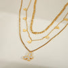 Wholesale Jewelry IG Style French Style Commute Heart Shape Flower Butterfly 304 Stainless Steel Acrylic 18K Gold Plated Inlay Layered Necklaces