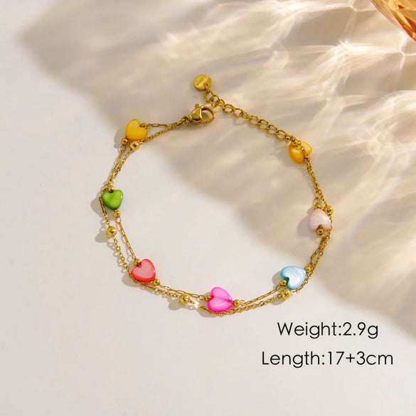 IG Style Luxurious Tropical Pentagram Heart Shape 14K Gold Plated 304 Stainless Steel Freshwater Pearl Shell Wholesale Bracelets