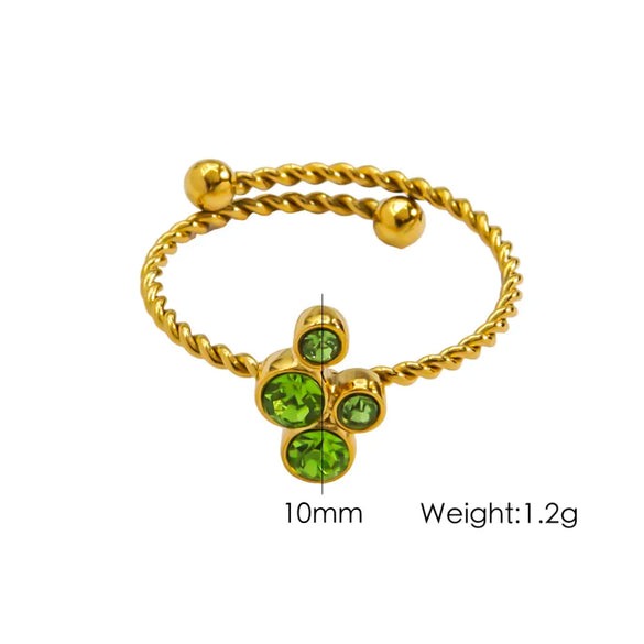 Wholesale Jewelry IG Style Modern Style Sweet Geometric 304 Stainless Steel Zircon 14K Gold Plated Inlay Open Rings