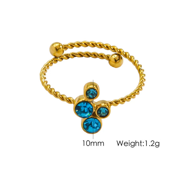 Wholesale Jewelry IG Style Modern Style Sweet Geometric 304 Stainless Steel Zircon 14K Gold Plated Inlay Open Rings