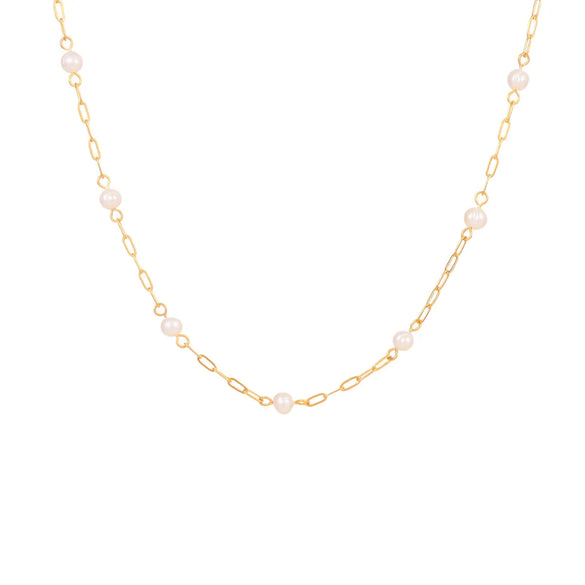 Wholesale Jewelry IG Style Simple Style Geometric 316L Stainless Steel  Freshwater Pearl 18K Gold Plated Necklace